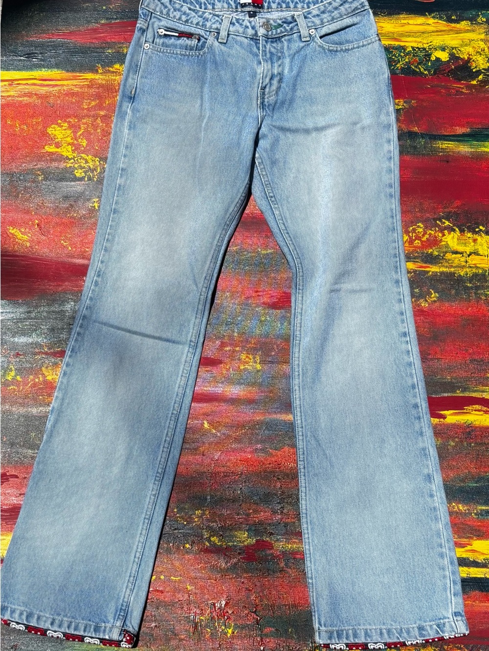 Tommy Hilfiger Light Wash Bootcut Women's Jeans Mended.